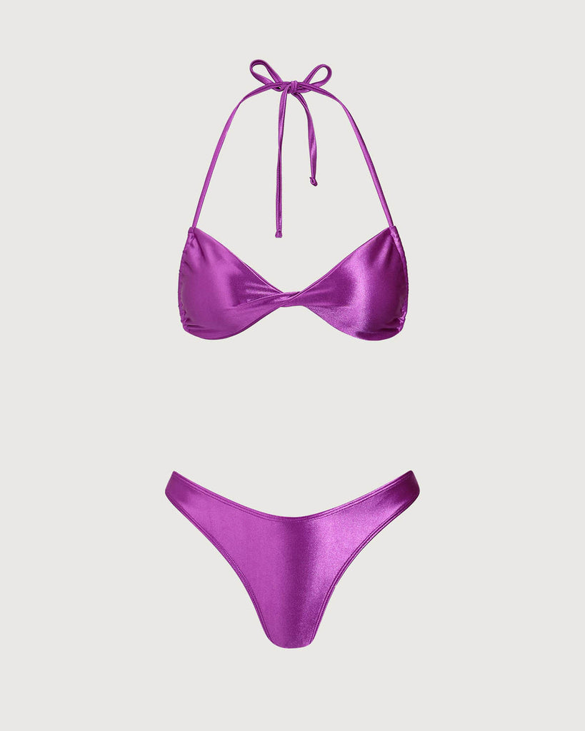 Purple Twist Halter Bikini Set