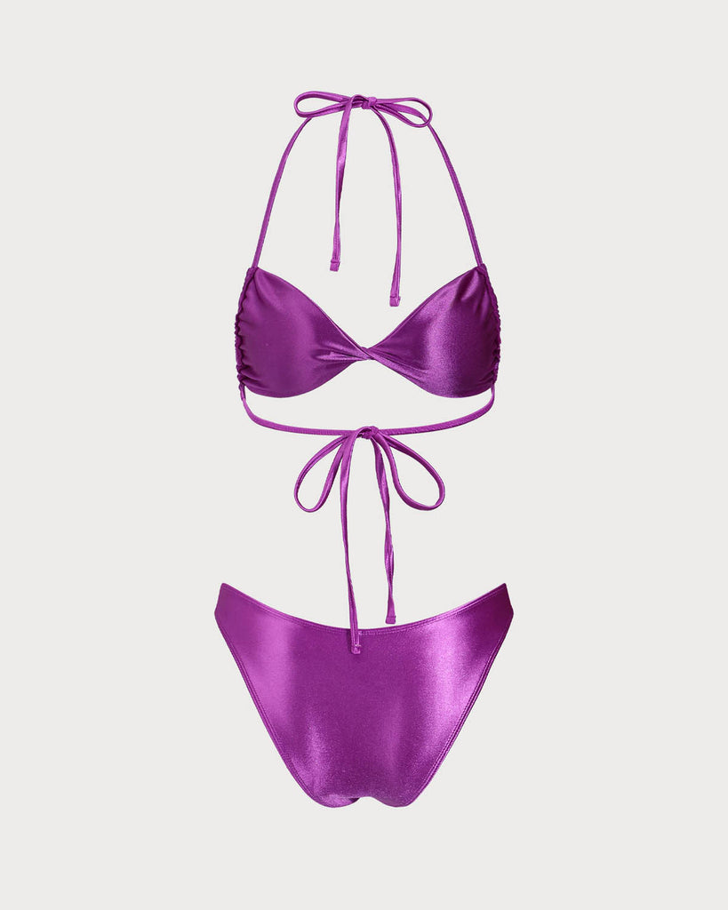 Purple Twist Halter Bikini Set