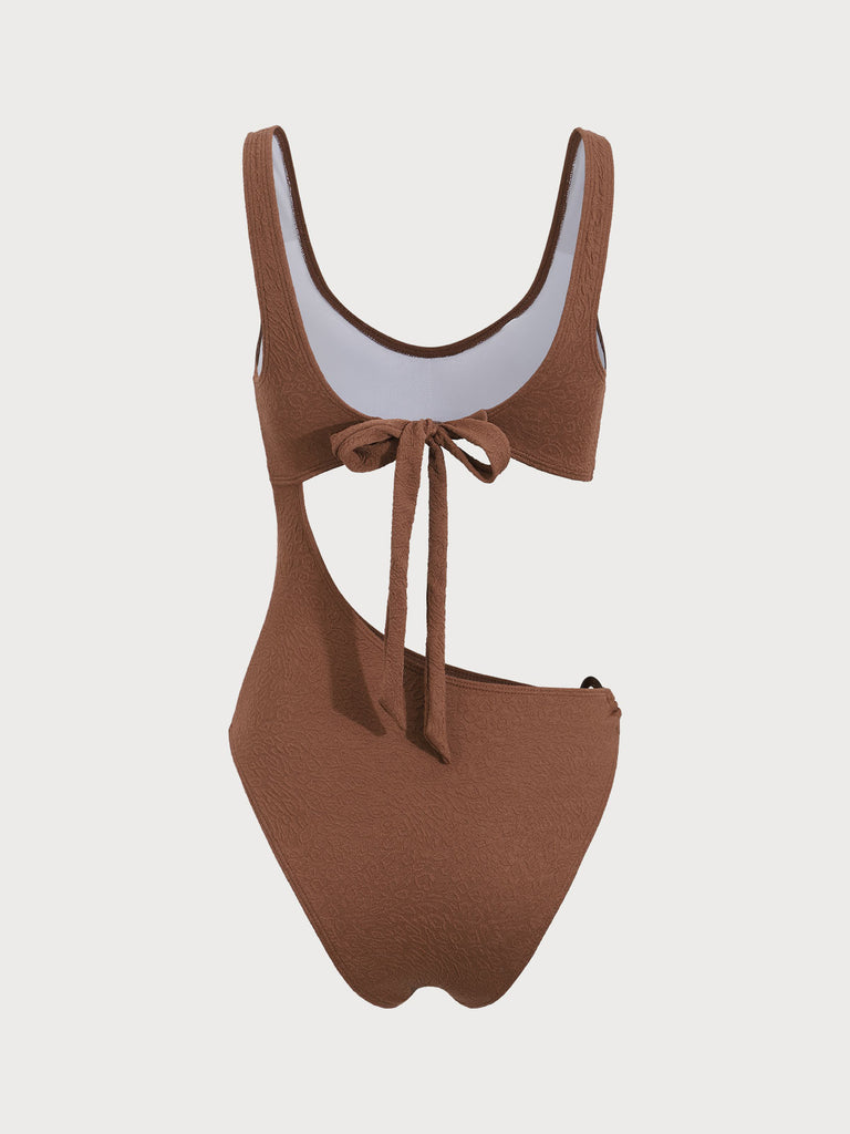 Brown Cutout One-Piece Swimsuit