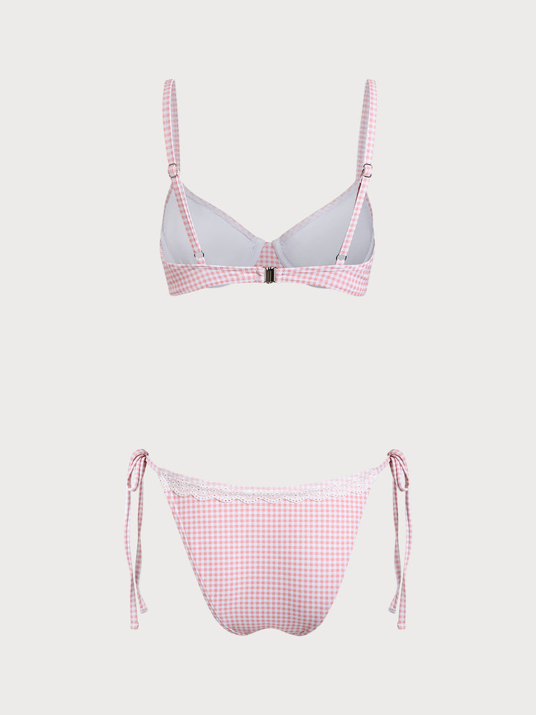 Pink Plaid Bikini Set