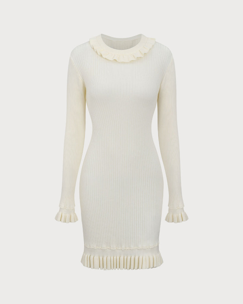 White Bodycon Sweater Mini Dress