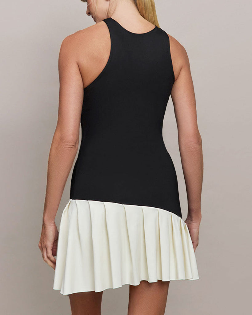 Black Contrast Yoga Dress - Light Support