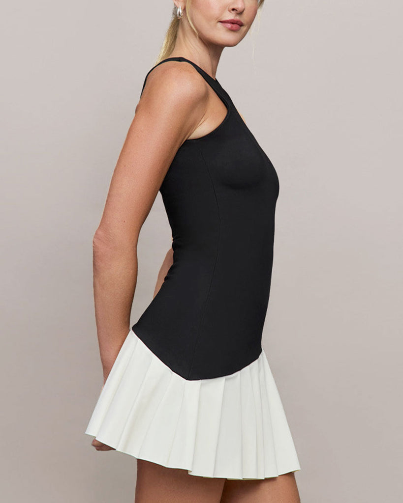 Black Contrast Yoga Dress - Light Support