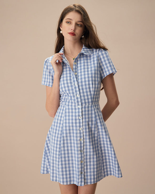 Blue plaid dress hotsell