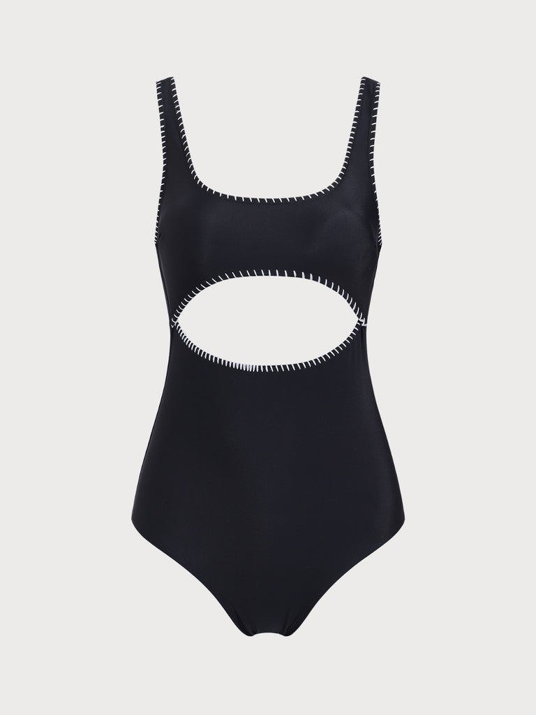 Black Cut Out One-Piece Swimsuit