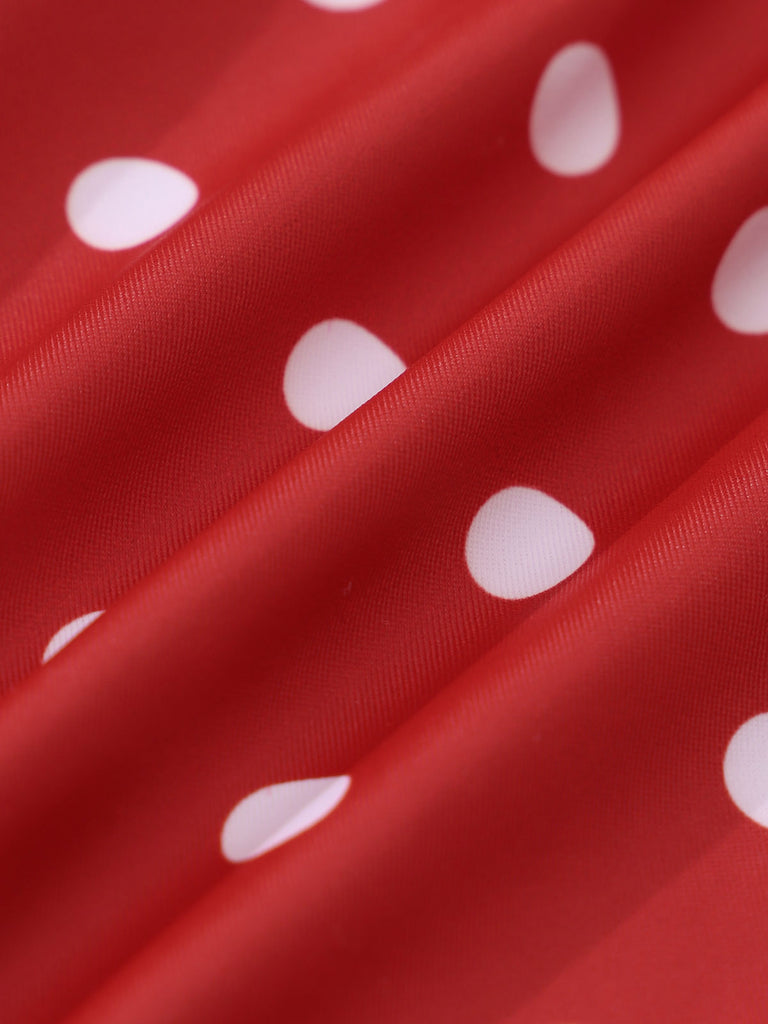 Red Polka Dot Backless One-Piece Swimsuit