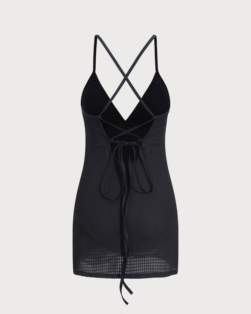 Black Tie-back One-Piece Swimsuit