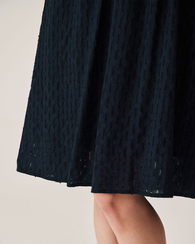 Black Lace Button Midi Dress