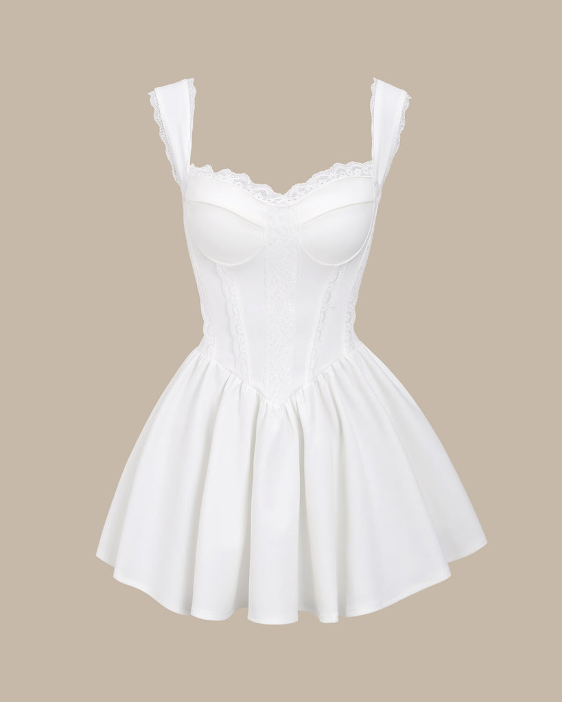 White Sweetheart Neck Corset Slip Mini Dress