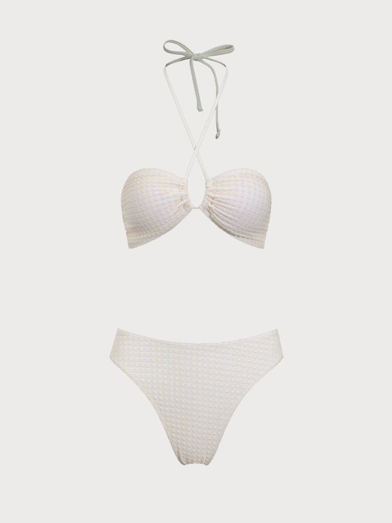 Beige Strapless Bikini Set