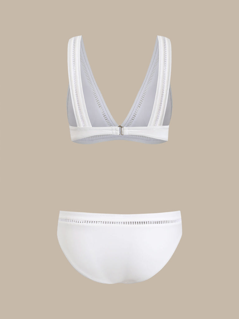 White V-Neck Bikini Set