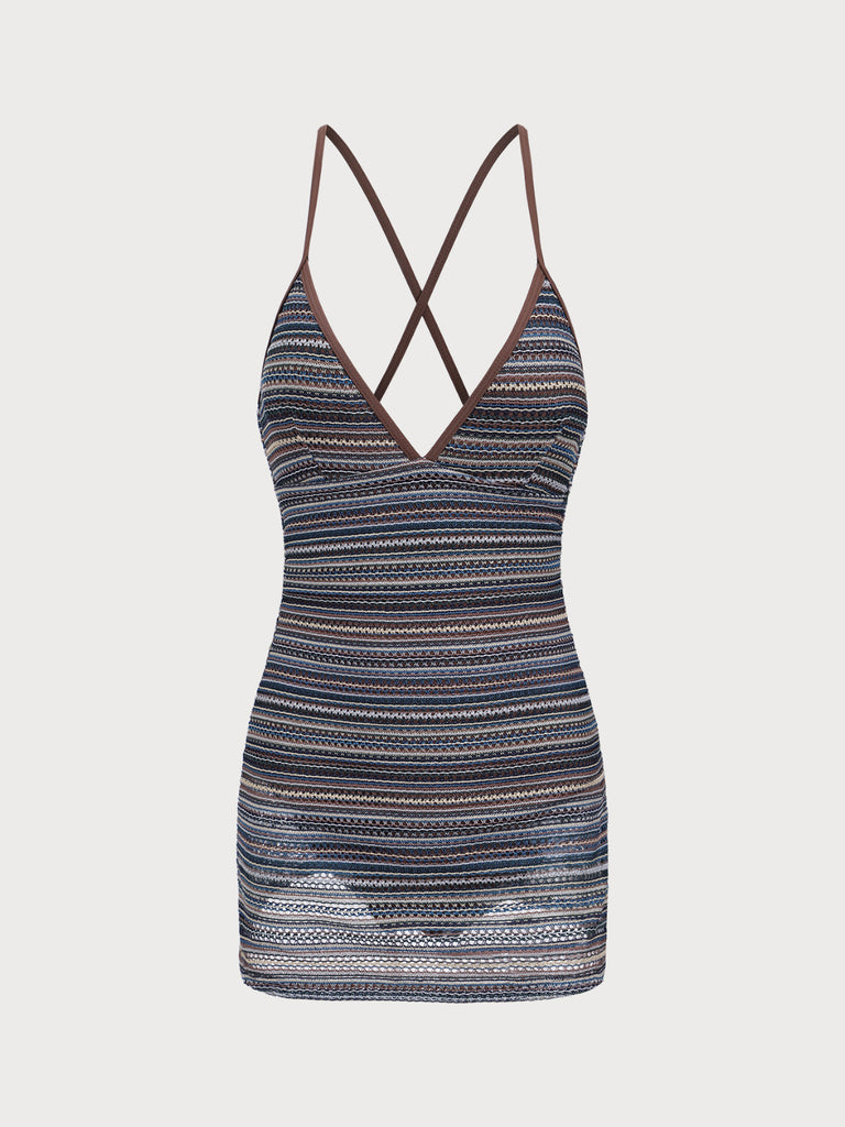 Striped Backless One-Piece Swimsuit