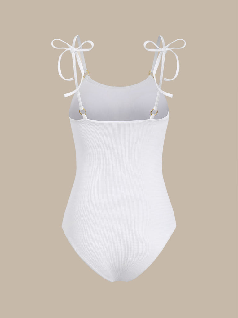 White Bowknot One-Piece Swimsuit