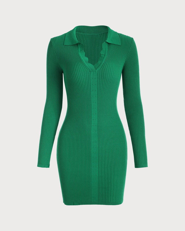 Collared Ribbed Dress