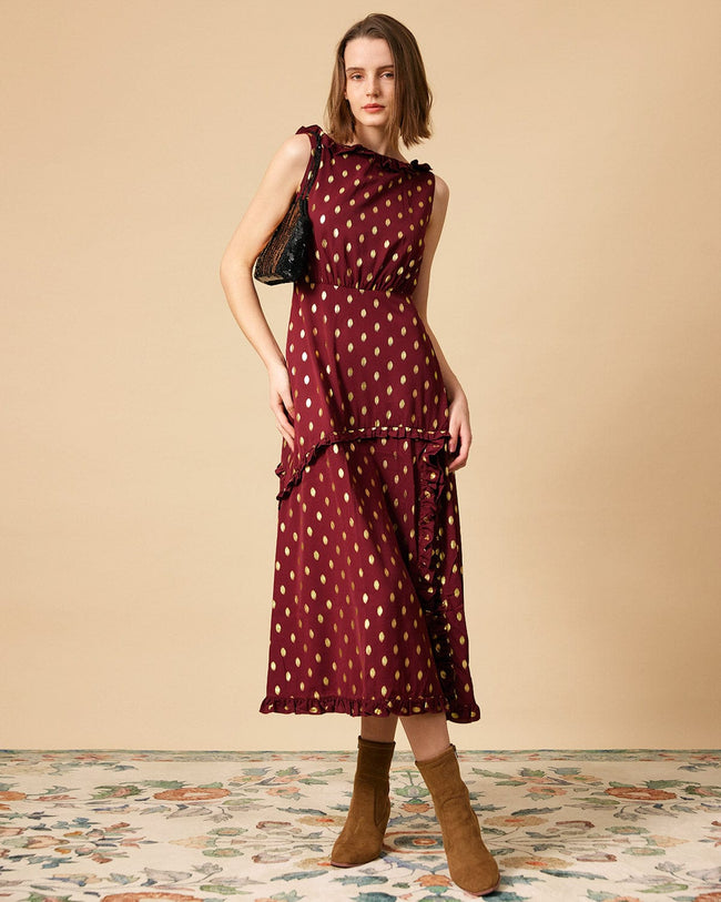 Polka dot slit dress sale