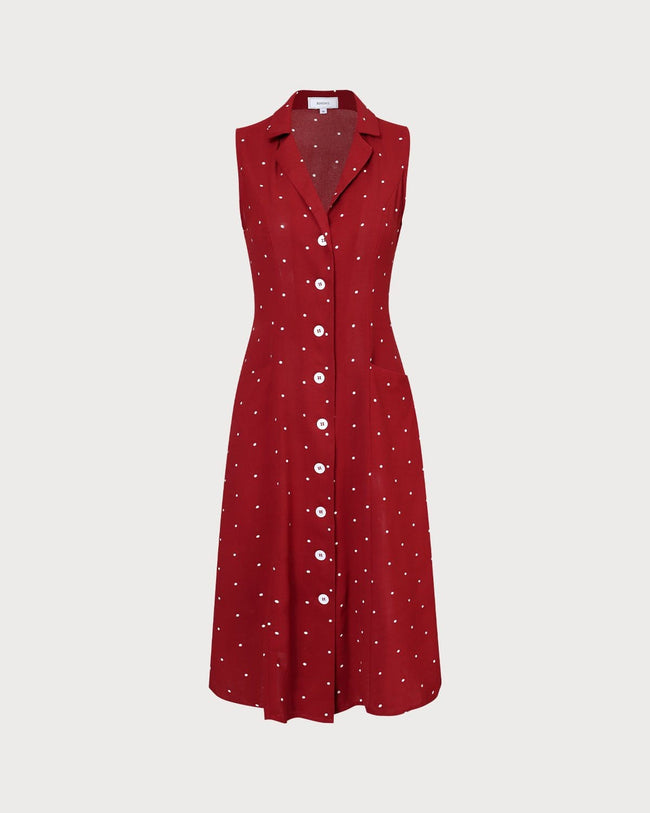 Red polka dot shops button down dress