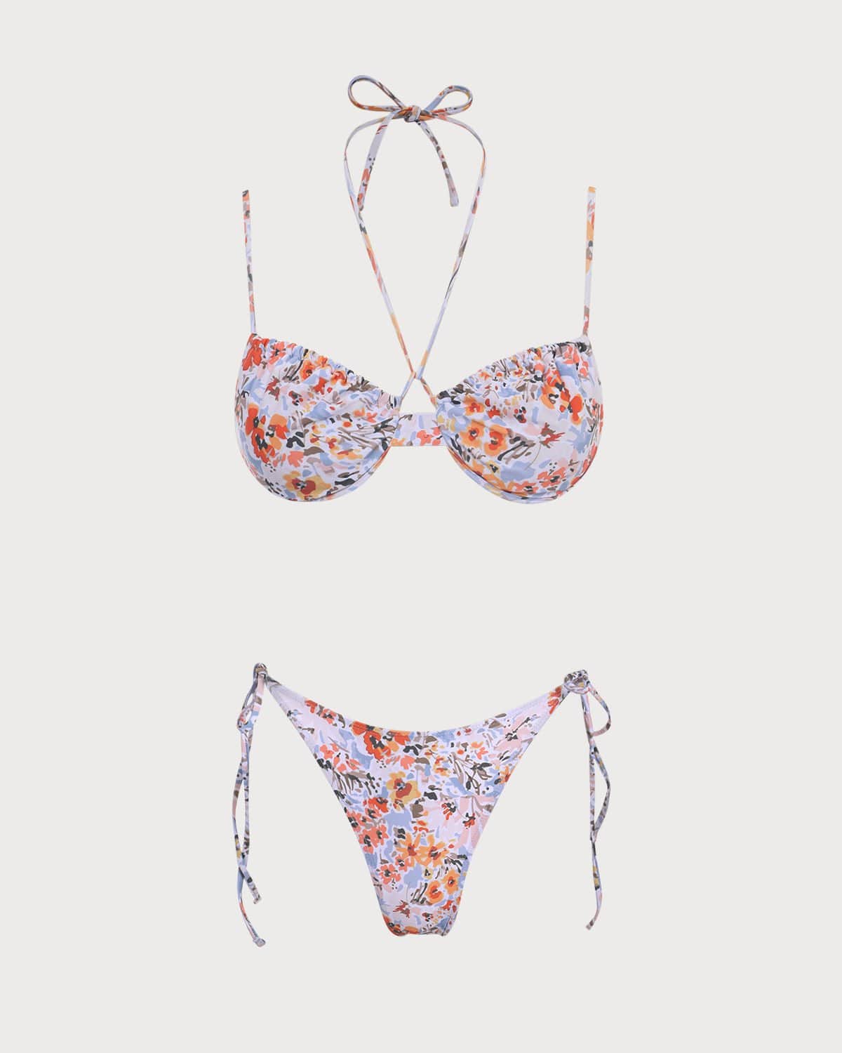 Summery Feelings Pink Floral Print Underwire Bikini Top