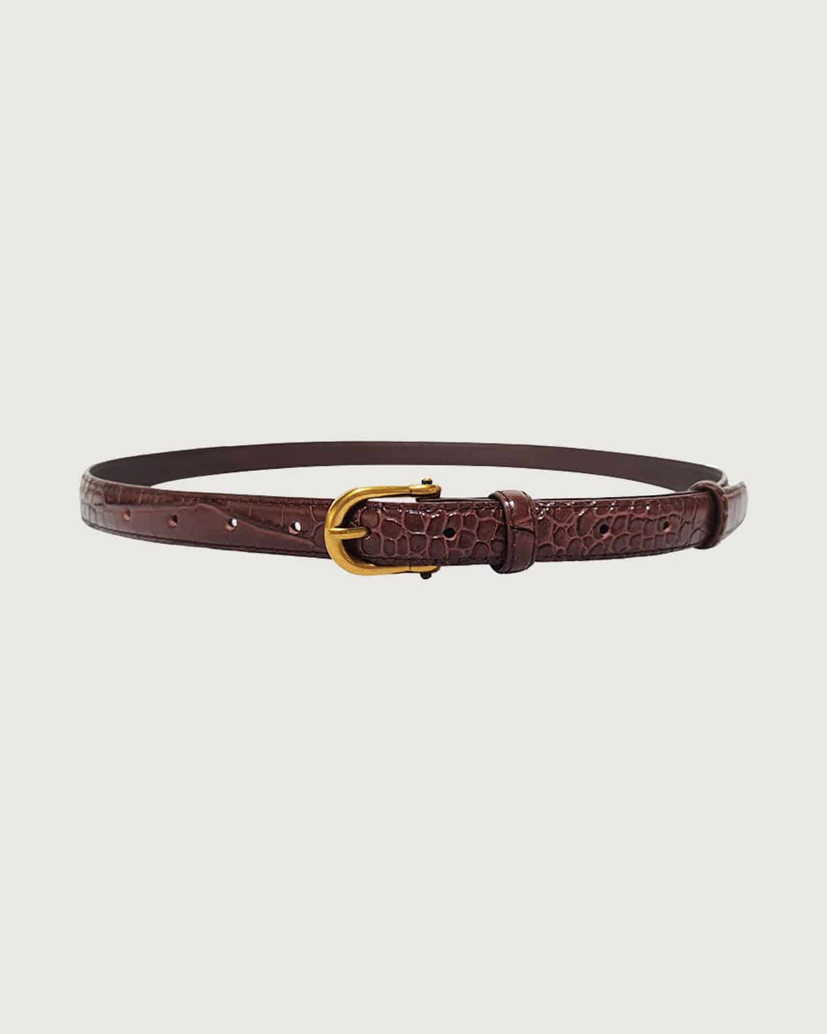 Embossed Leather Belt - Brown
