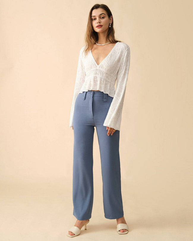 Textured V-Neck Relaxed Longline Blouse, SOSANDAR