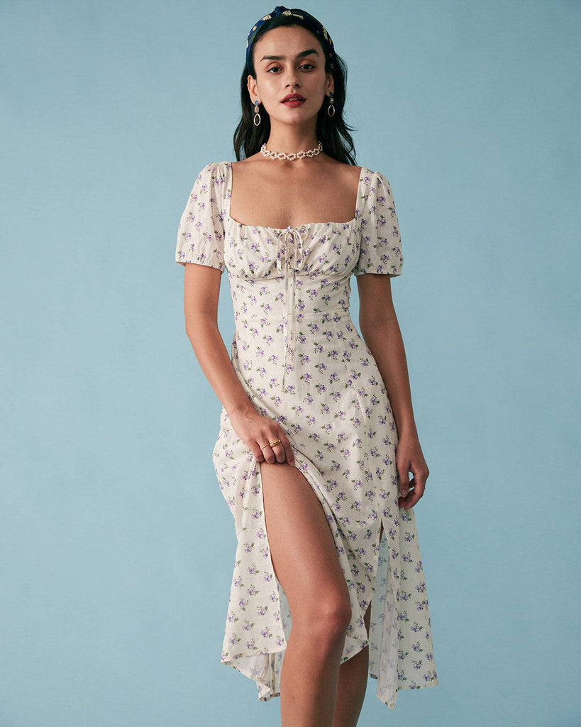 The Single-breasted Floral Midi Dress