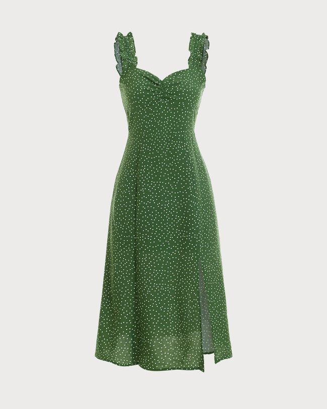 Love This Feeling Polka Dot Dress in Hunter Green M / Hunter-Green