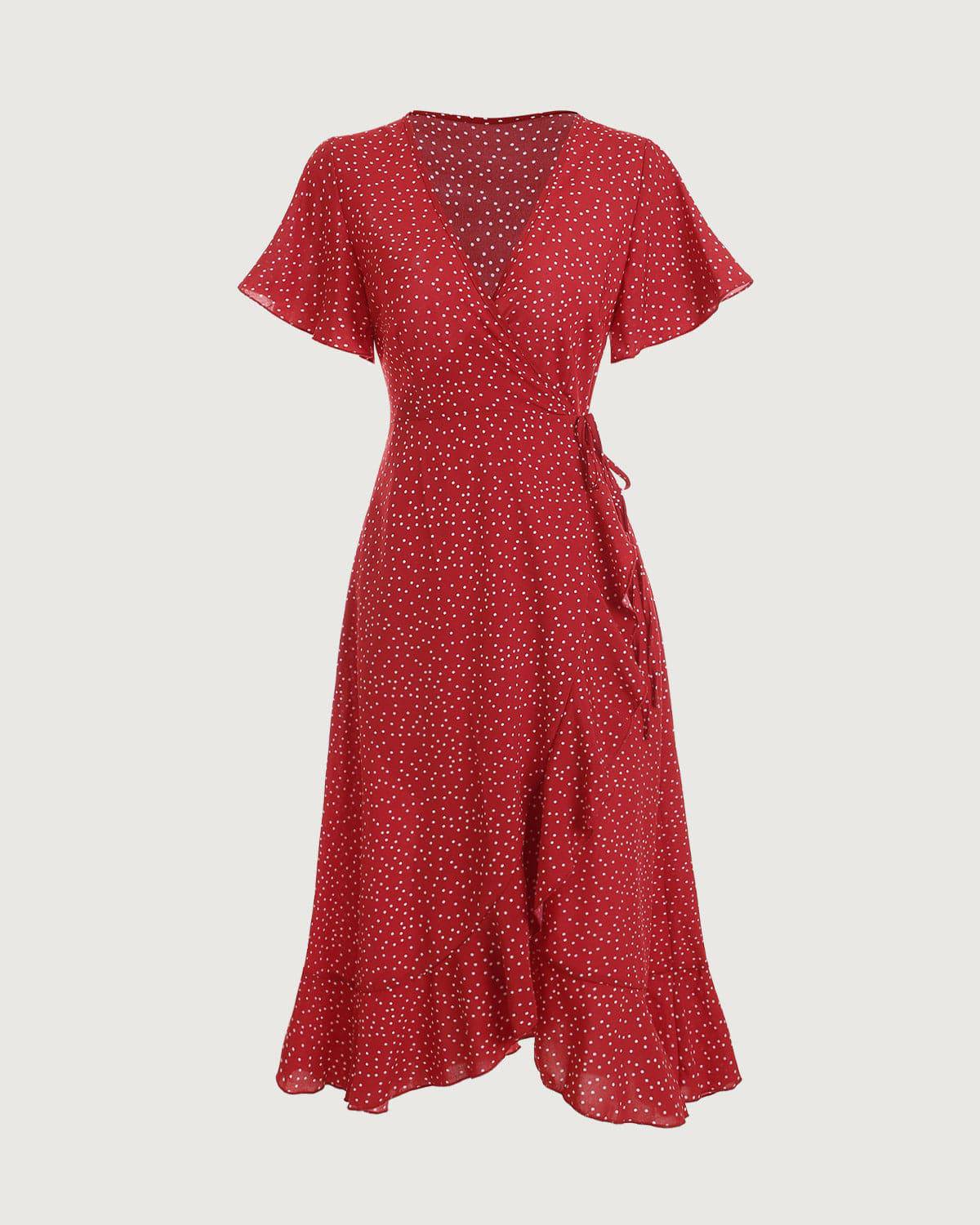 red wrap dress polka dot for Sale,Up To OFF 78%