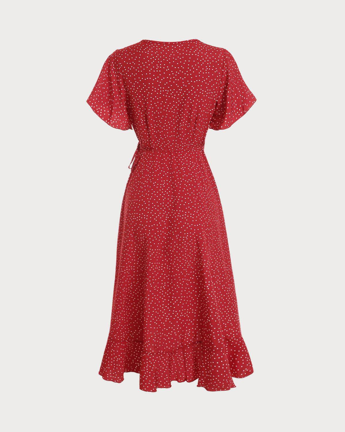 Red Polka Dot Peggy Wrap Dress | SilkFred US