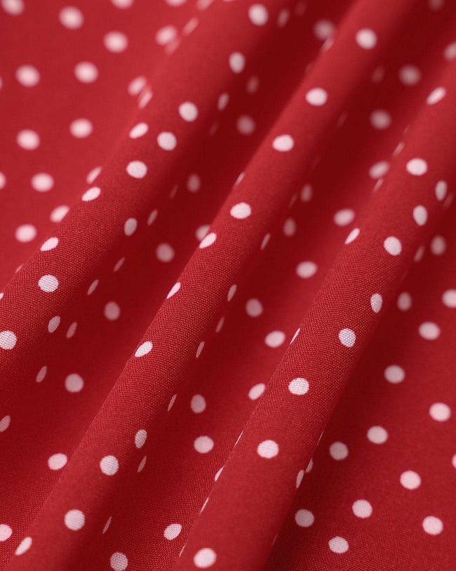 Red polka dot store ruffle wrap dress