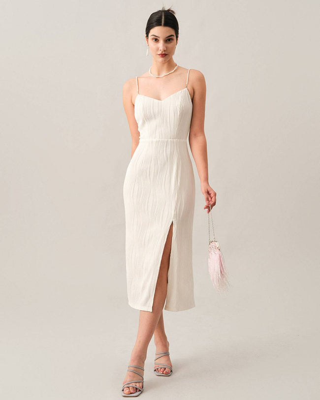White Lace Crochet High Neck Midi Dress | PrettyLittleThing KSA