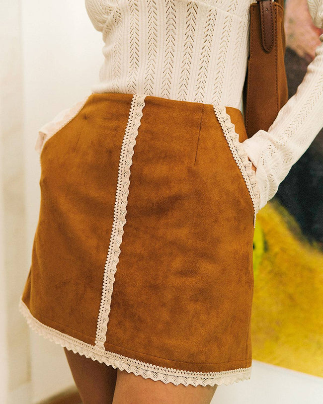 Brown suede skirt outlet yellow