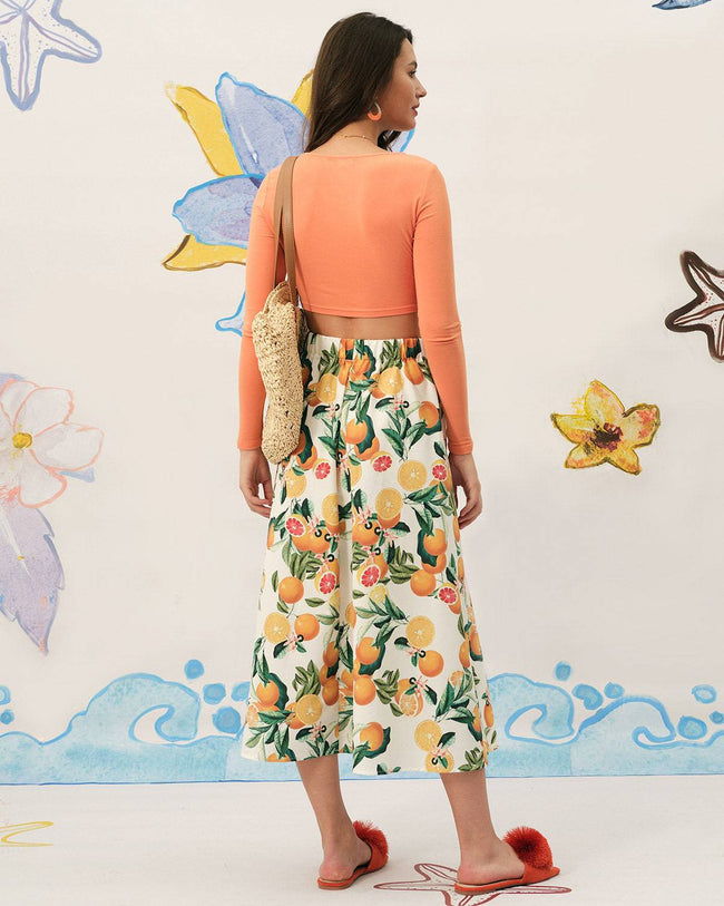 A-line Cotton Midi Skirt - Our Second Nature