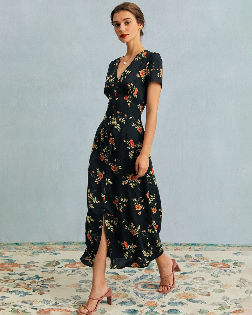 Cabo Is Calling My Name Orange Floral Print Surplice Maxi Dress
