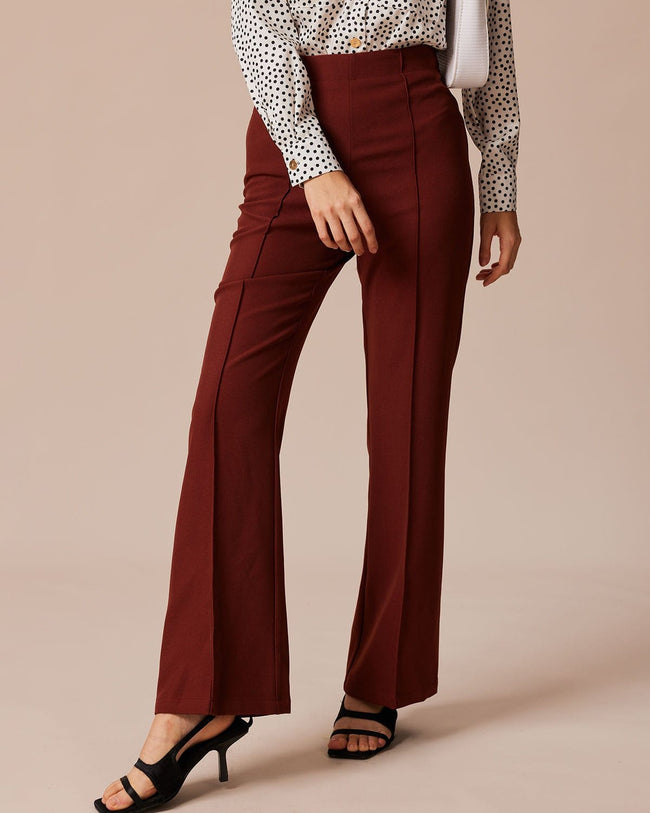 Fuchsia linen-cotton high waisted pleated lightweight Women Dress Pants