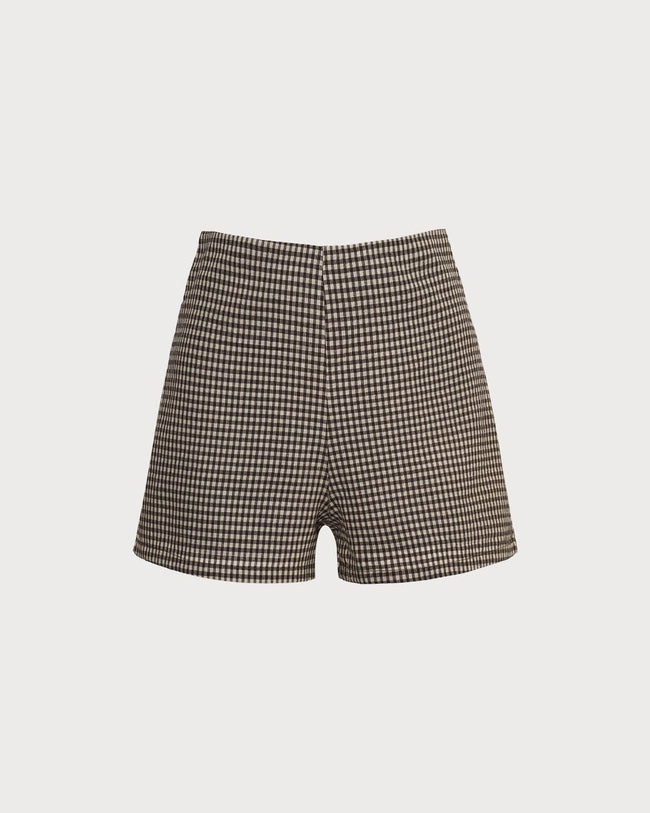 The Brown High Waisted Plaid Shorts & Reviews - Brown - Bottoms | RIHOAS