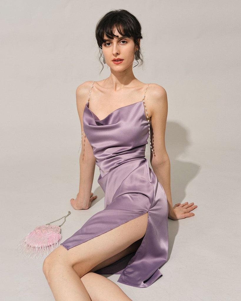 Satin Strappy Corset Thigh Split Maxi Dress – Chicida