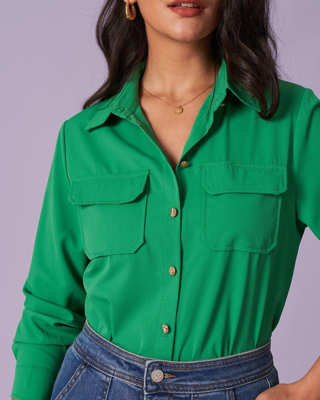 Emerald green 2024 dress shirt womens