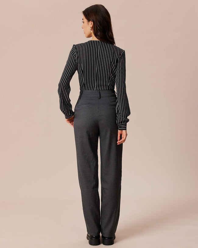 The Grey Houndstooth Straight Leg Pants