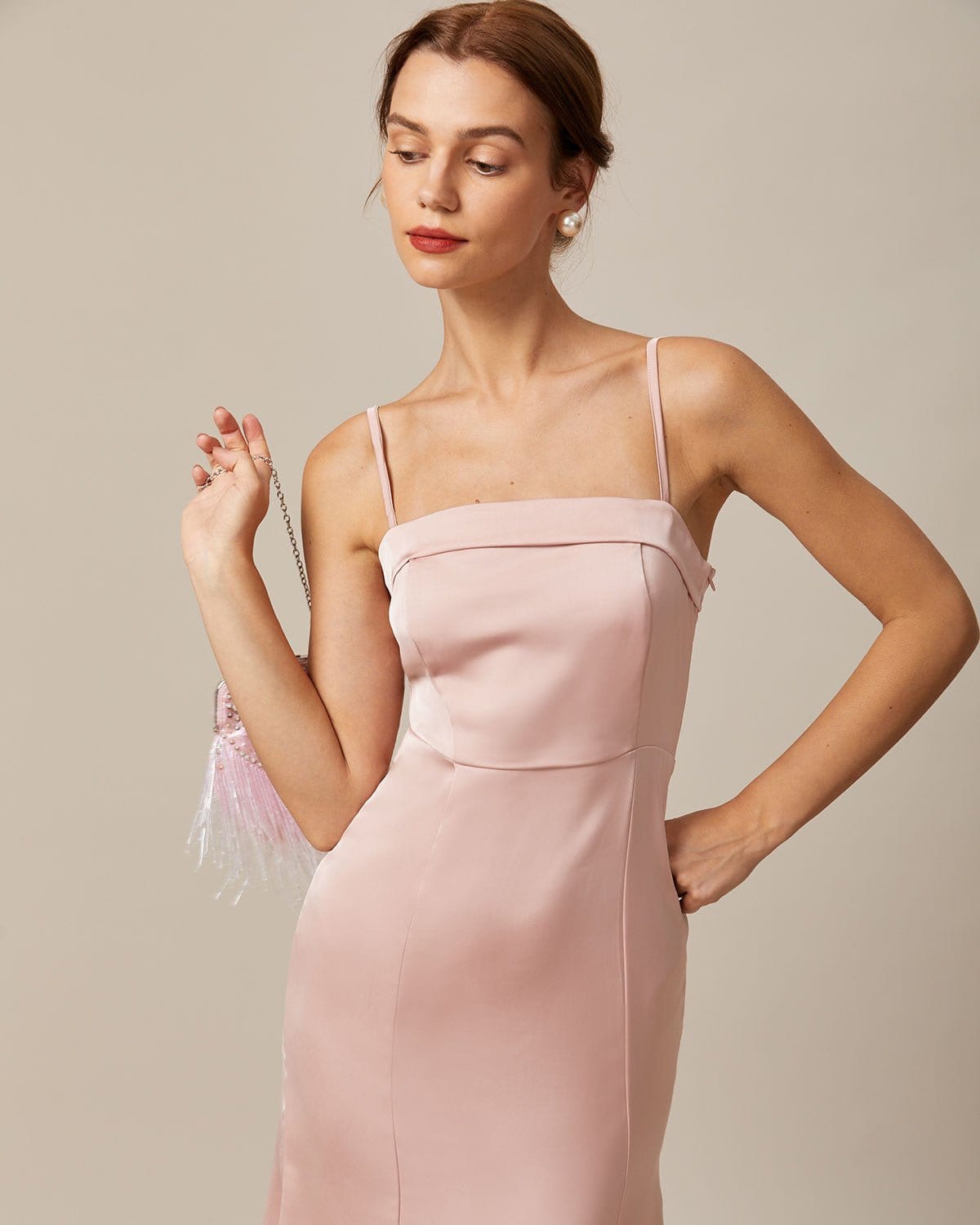 The Pink Bodycon Satin Cami Midi Dress & Reviews - Pink - Dresses