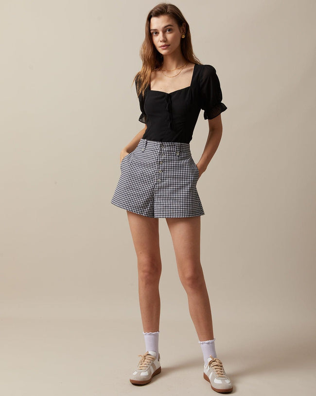 Checkered high cheap waisted shorts