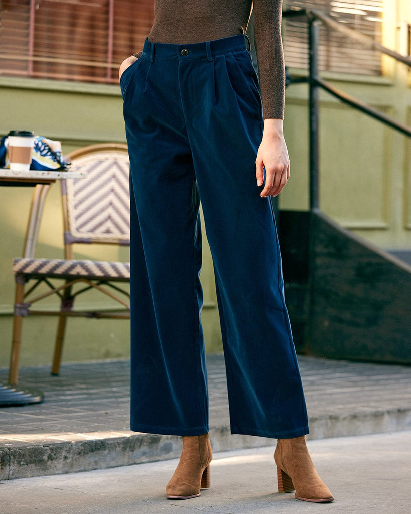 Stretch Corduroy Pants Women,2024 Spring Velvet Pant High Waisted Elastic  Wide Leg Pants Plus Size Straight Leg Teacher Trouser Causal Loose Fit  Trendy Cute Cropped Jean（A-Navy,Small at  Women's Clothing store