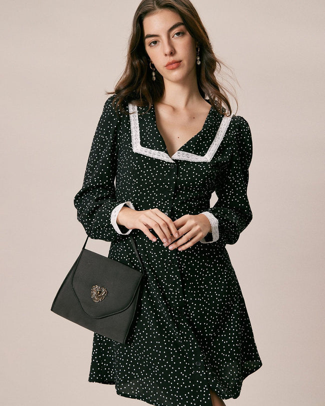 Polka dot skirt with lace cheap trim