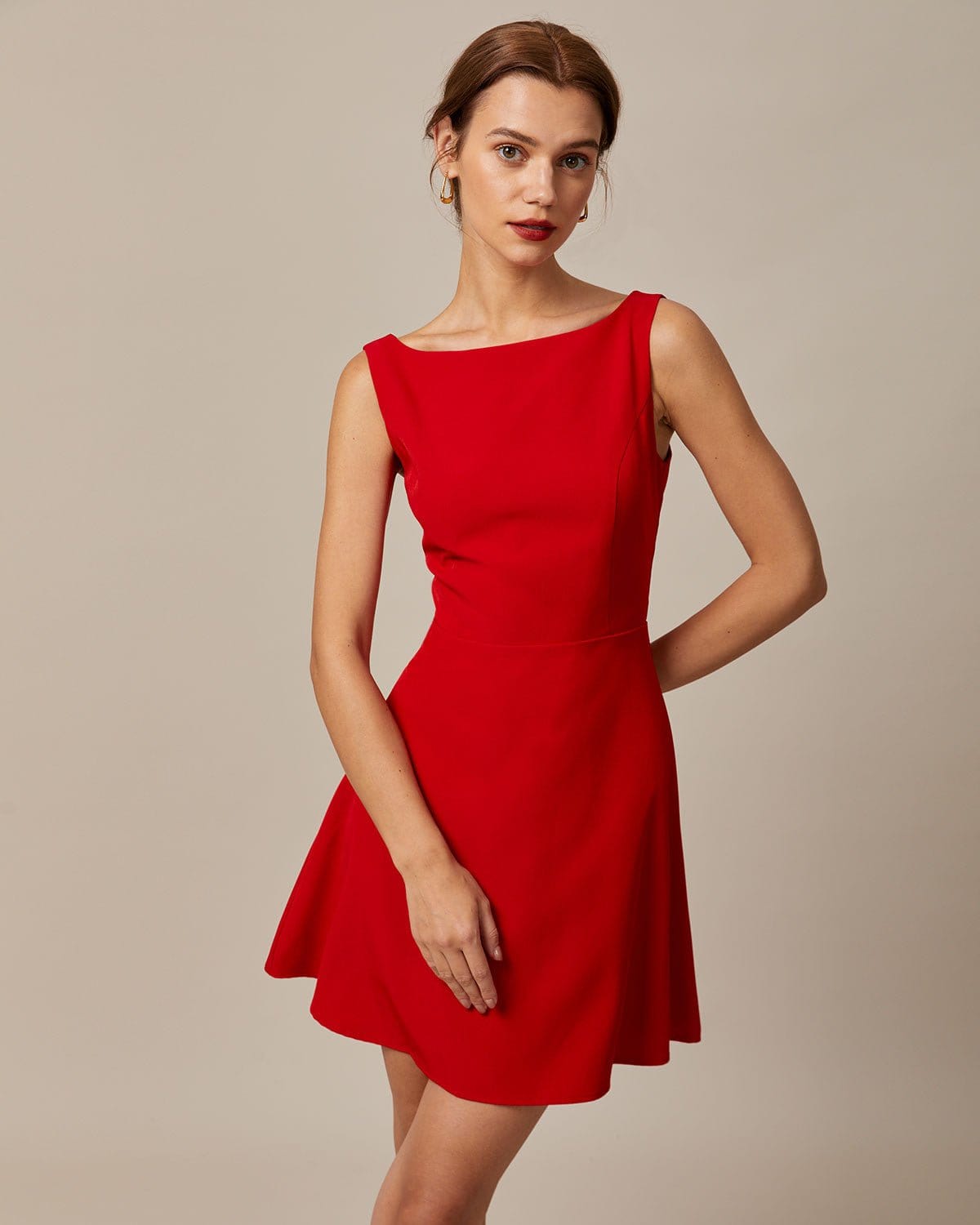 Sleeveless Fitted Tall Midi Dress Red And White | American Tall