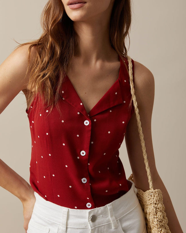 Red Polka Dot Blouse Women