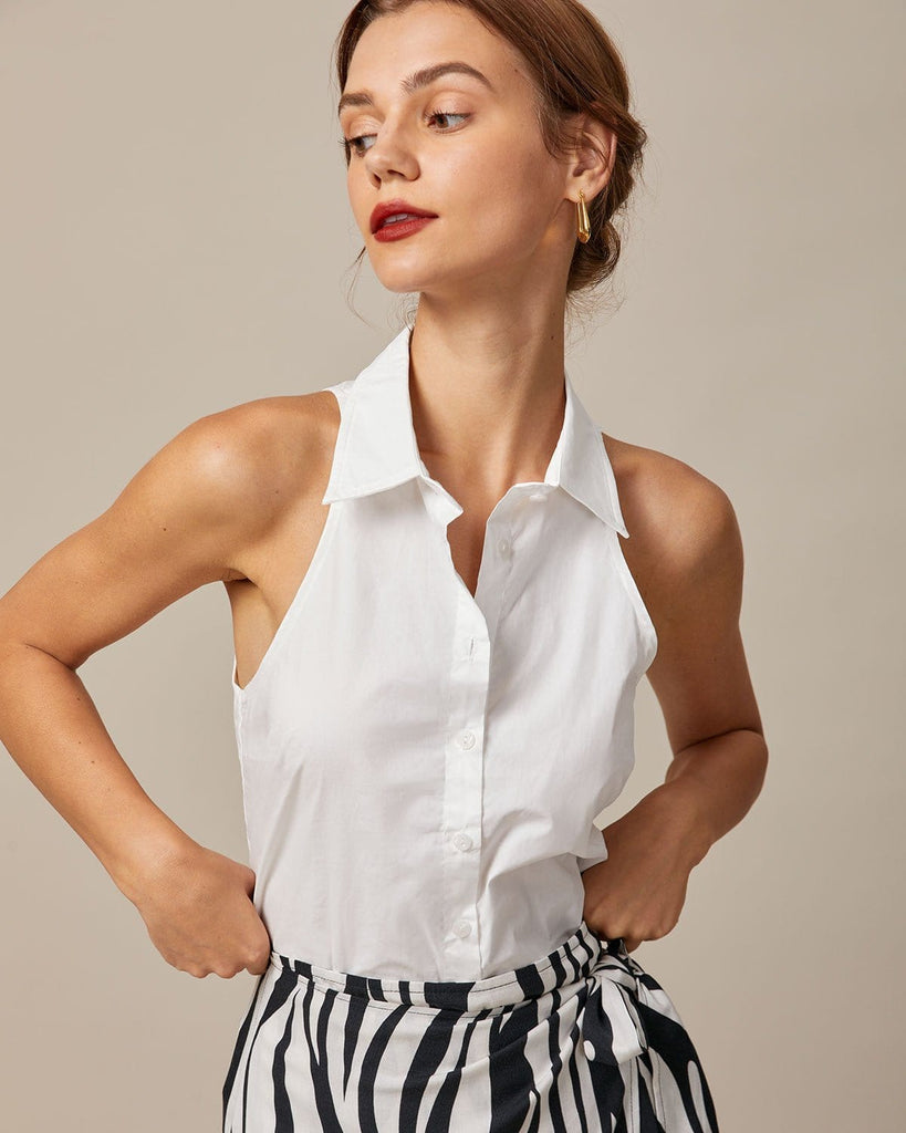 Silk Tank Tops For Women Summer Sleeveless White Halter Top Women