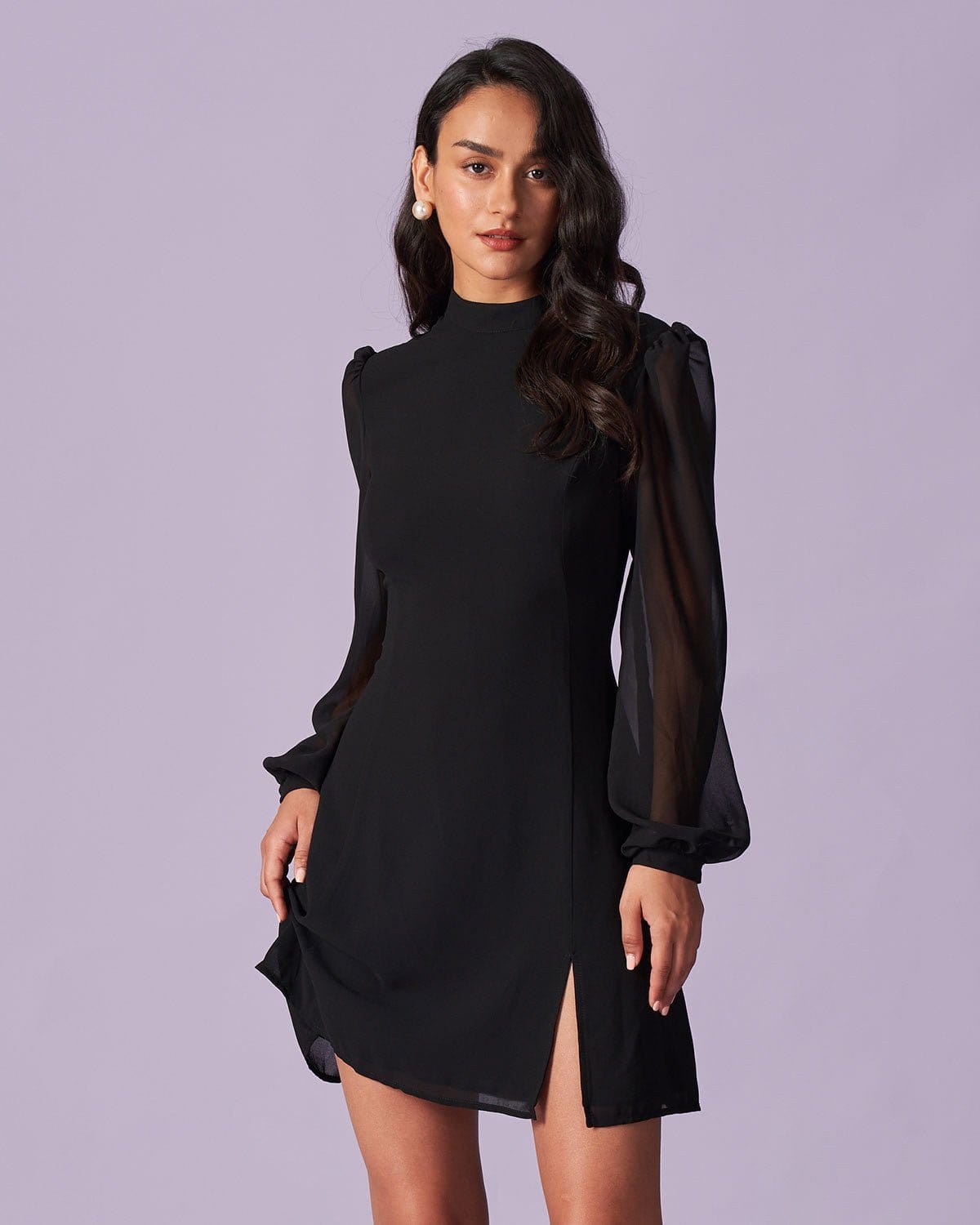 Kimmy Black High Neck Maxi Dress with Cape Sleeves – Club L London - USA