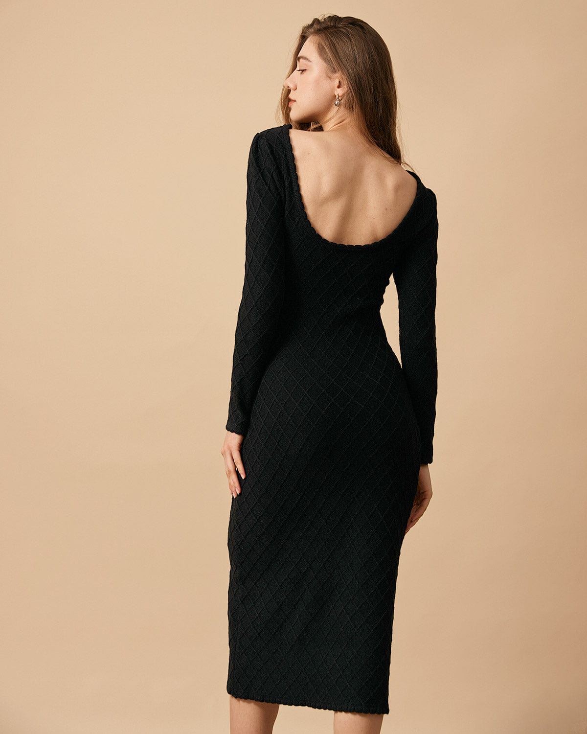 Rihoas Women's Long Sleeve Velvet Bodycon Midi Dress