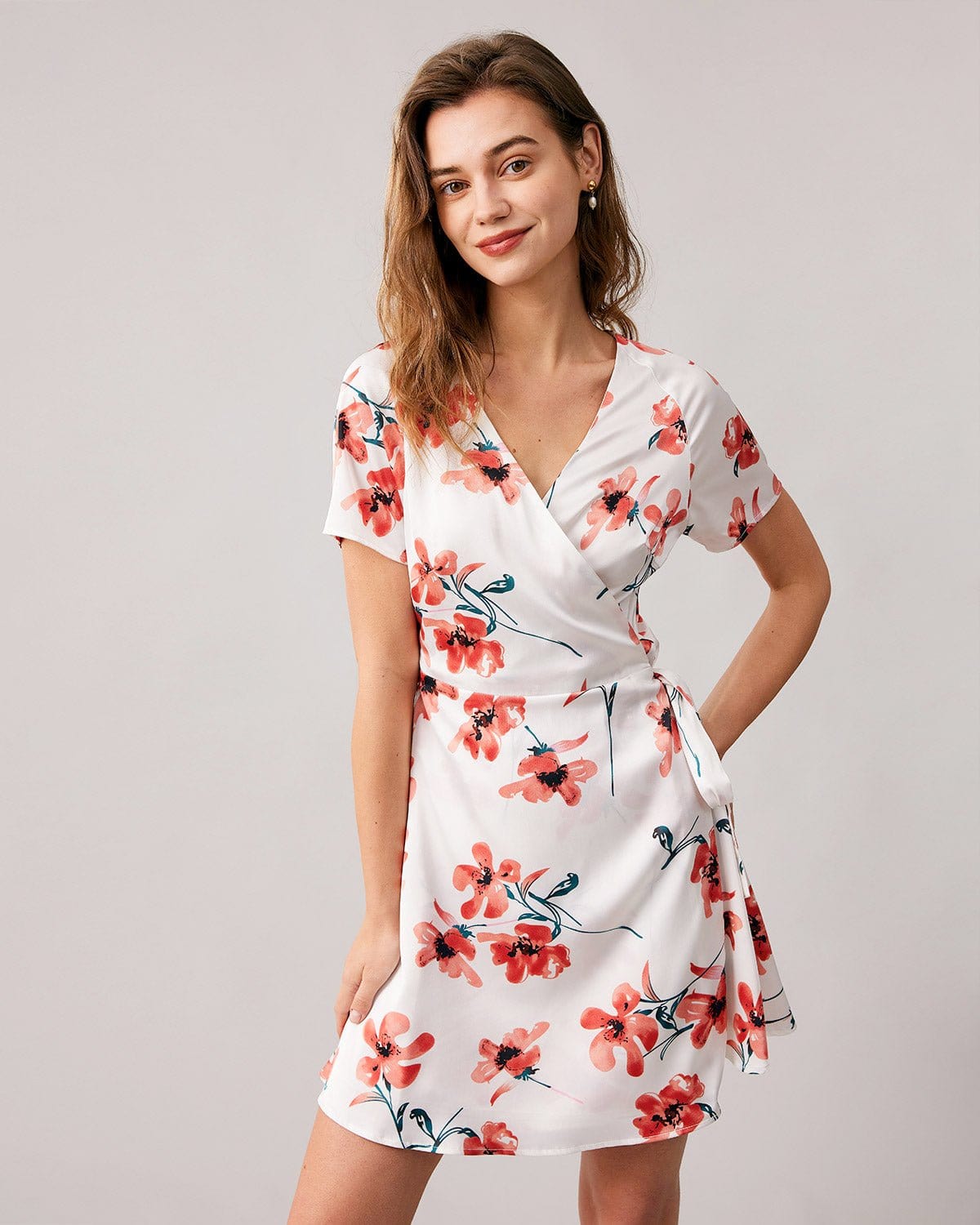 Floral wrap outlet mini dress