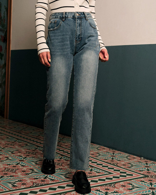 High Waisted Straight Leg Jeans