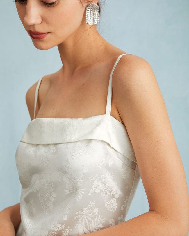 The White Jacquard Sling Mini Dress
