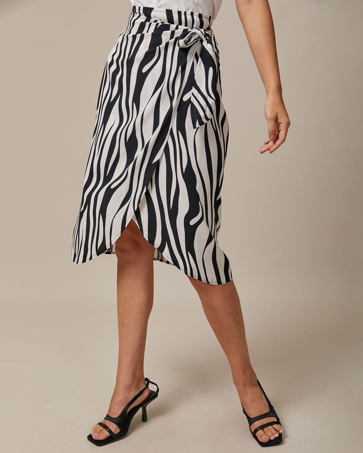 Zebra print 2025 wrap midi skirt